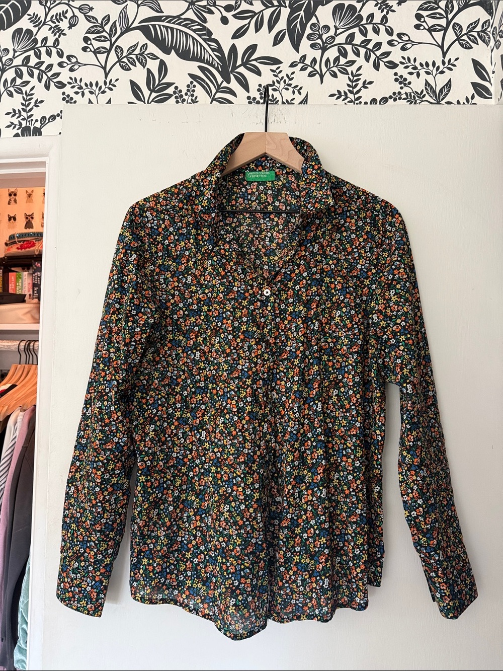 United Colors Of Benetton Black Multi Floral Button-Down Shirt